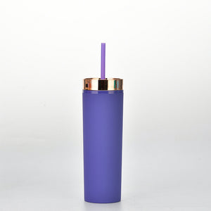 Double Wall Skinny Tumbler With Lid and Straw